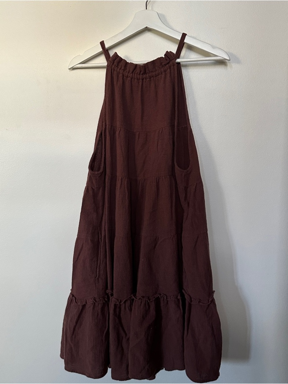 Free People Burgundy Tiered Halter Dress